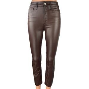 Gap Women's Brown Vintage High Rise Slim Faux Leather Ankle Trousers Pants 24
